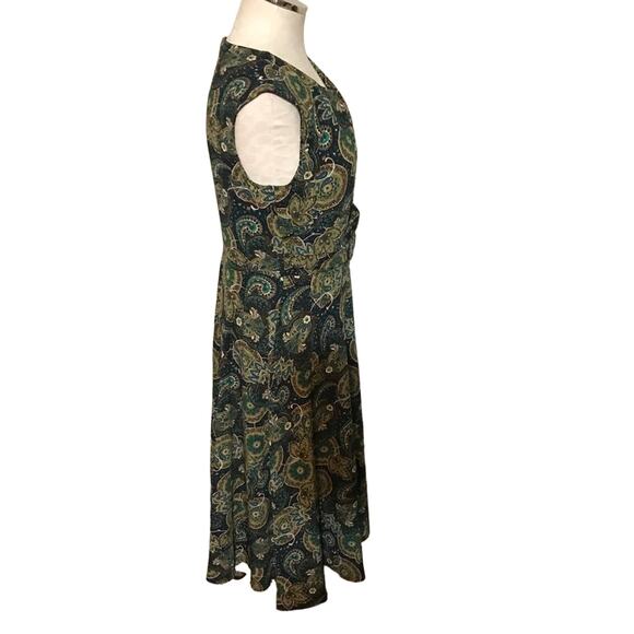 Julian Taylor Vintage paisley print sleeveless cap sleeve dress size 14 - Picture 6 of 8